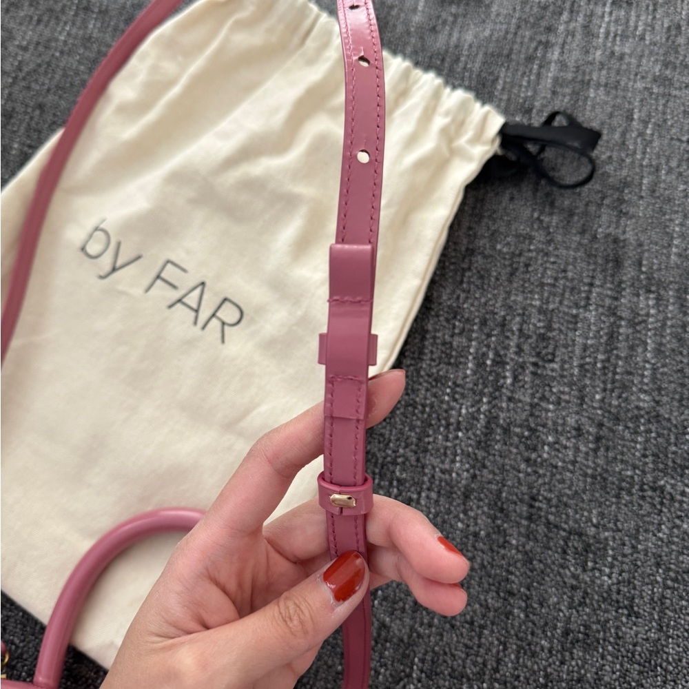BY FAR Pink Mini Bag with Structured Shape and Long Strap - Picture 7 of 11